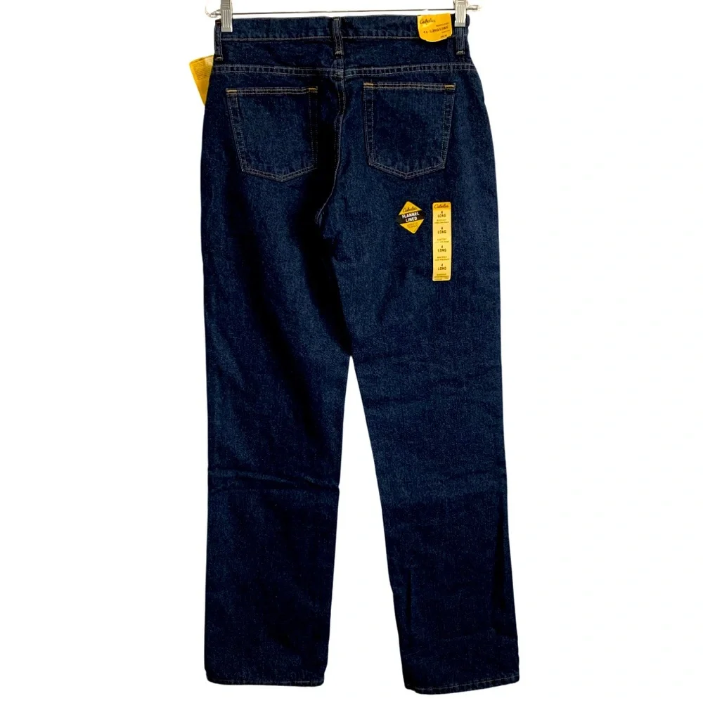 Cabela's Flannel Lined Dark Indigo Wash Long Bootcut Jeans